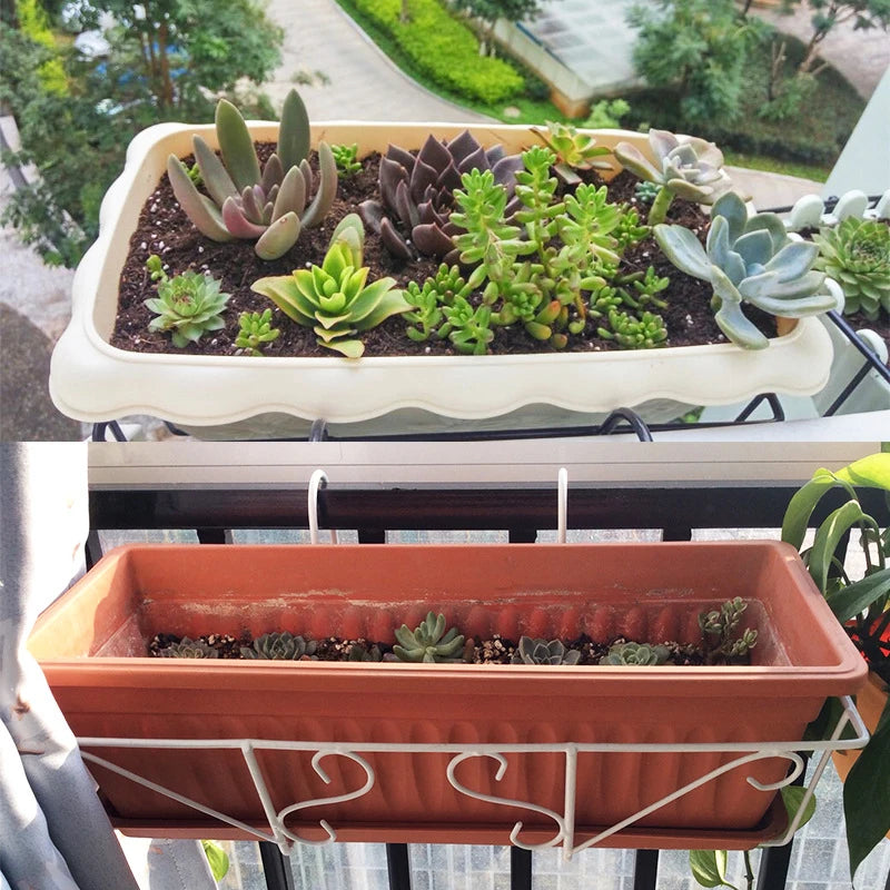 Hanging Shelf Basket Hooks Balcony Succulent Plant Mini Pot Holder Railing Shelf  Wall Mounted Decoration Basket 32x10.5x11cm