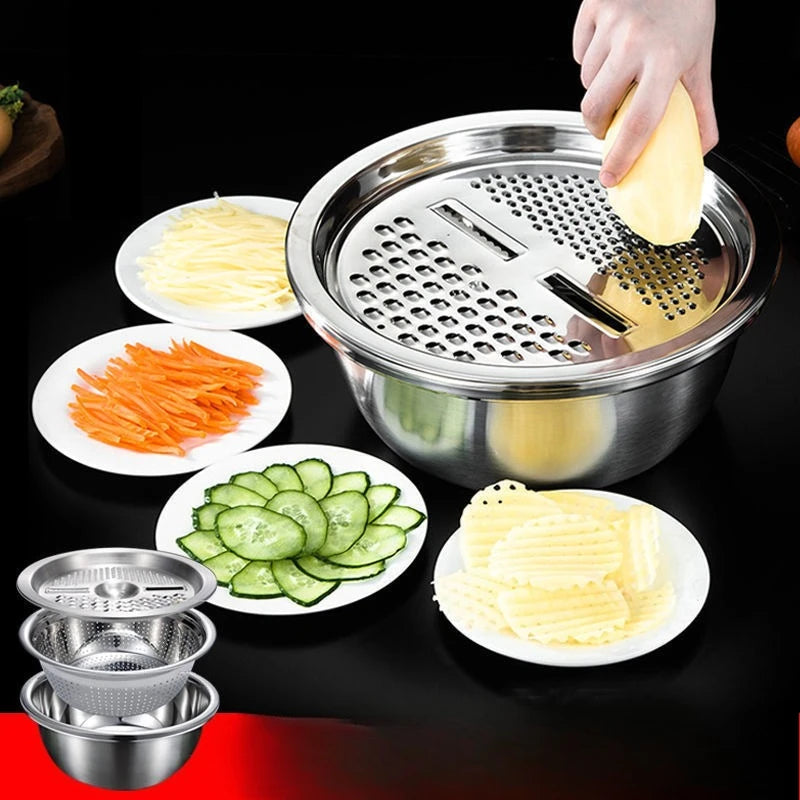 Vegetable Slicer & Washing Basin with Drain Basket