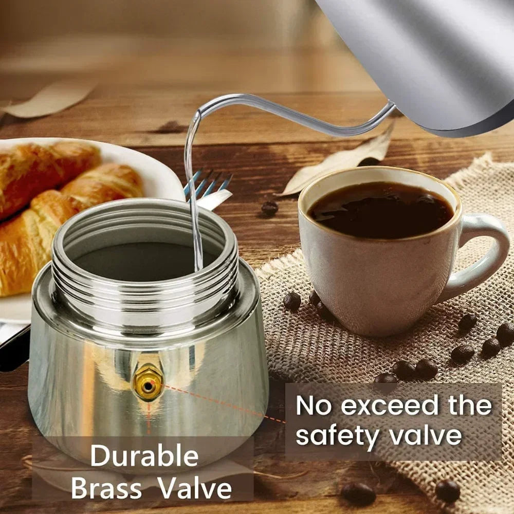 Coffee maker Moka Pot, 2/4/6 Cups Stainless Steel Cafe Percolator Maker, Italian coffee machine Fit Induction Cookers Coffeeware