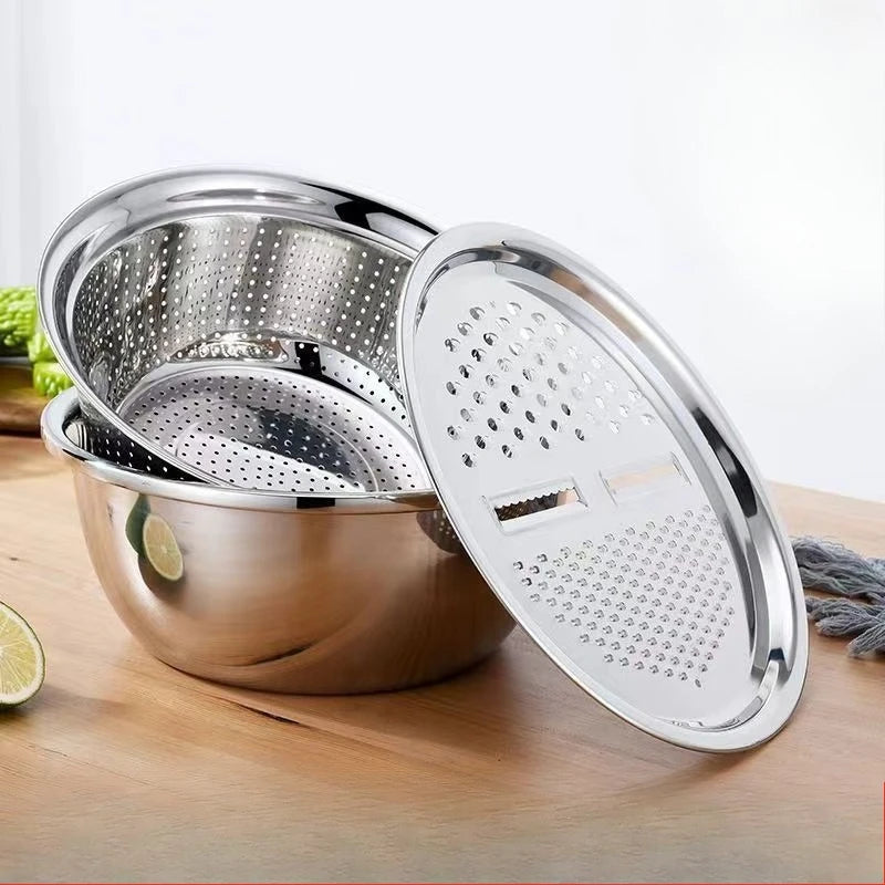 Vegetable Slicer & Washing Basin with Drain Basket