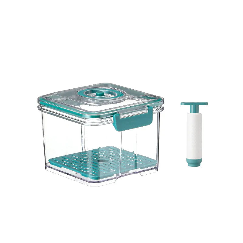 Vacuum Food Storage Container Transparent Fridge Organizer with Drain Net Large Capacity Food Dispenser for Kitchen Storage Box