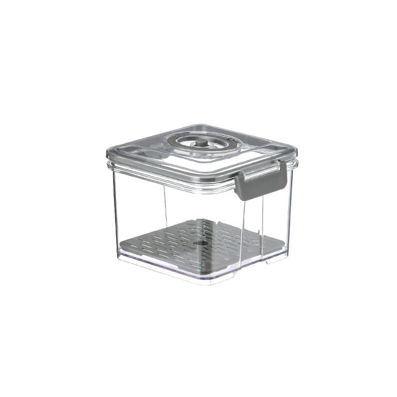 Vacuum Food Storage Container Transparent Fridge Organizer with Drain Net Large Capacity Food Dispenser for Kitchen Storage Box