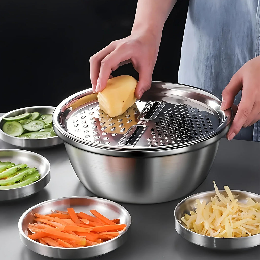 Vegetable Slicer & Washing Basin with Drain Basket