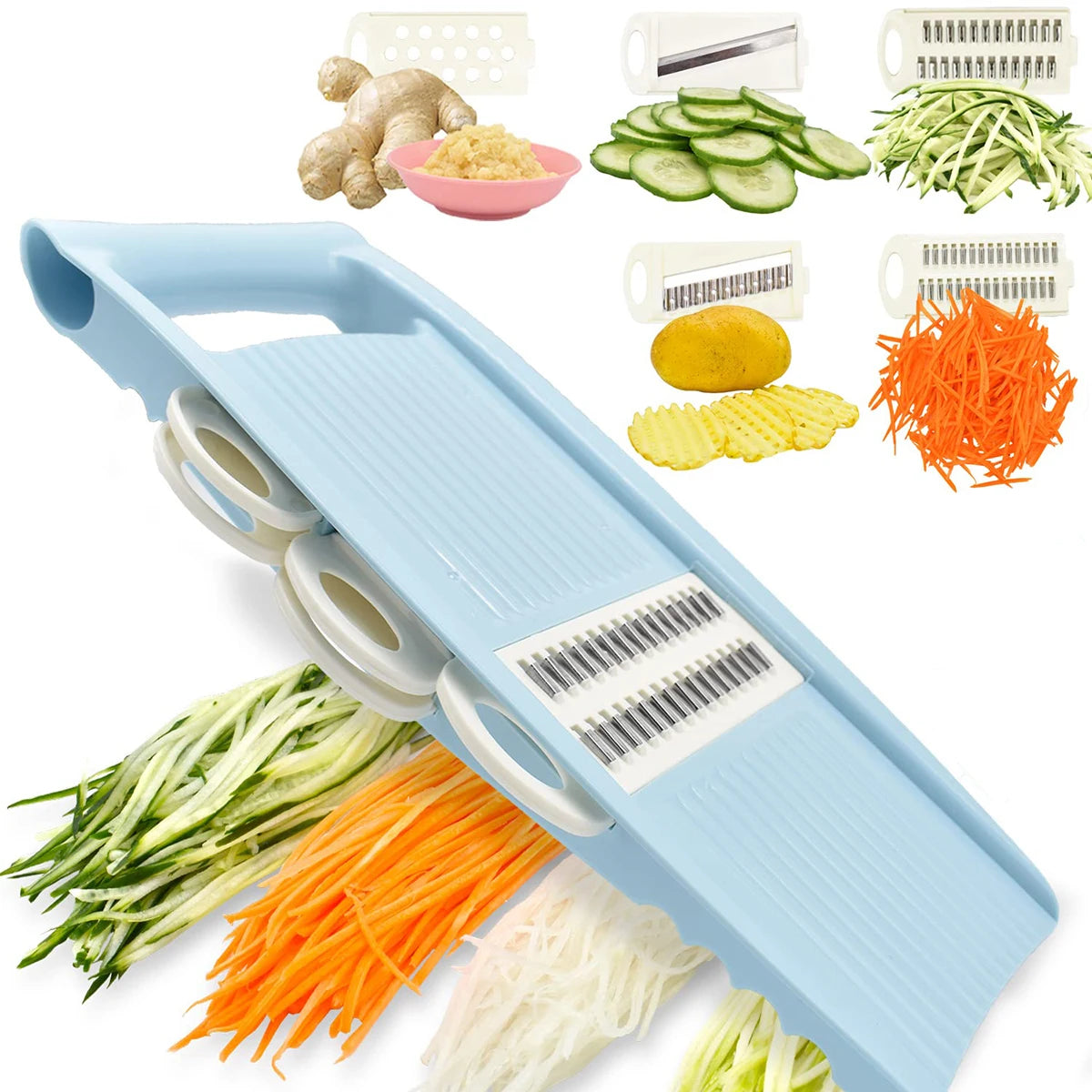 5 in 1 Mandoline Slicer for Kitchen Vegetable Slicer Multi Blade Potato Chip, Veggie Slicer, Vegetable Cutter, Julienne Shredder