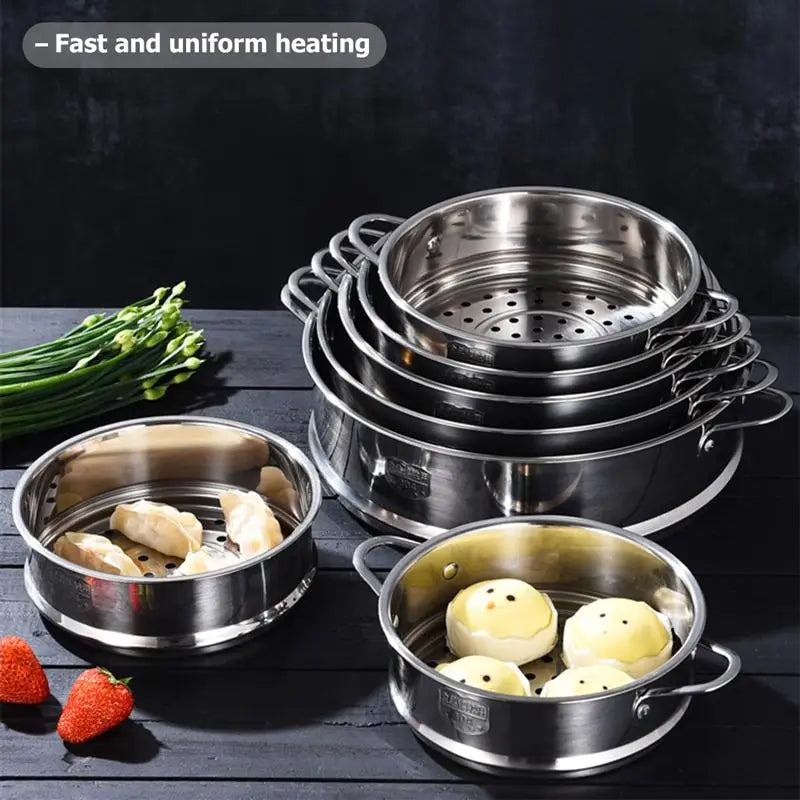 Stainless Steel Multi-Functional Steamer with Double Ear Food Steaming Grid Rice Cooker Pot Drain Basket Kitchen Cooking Tools