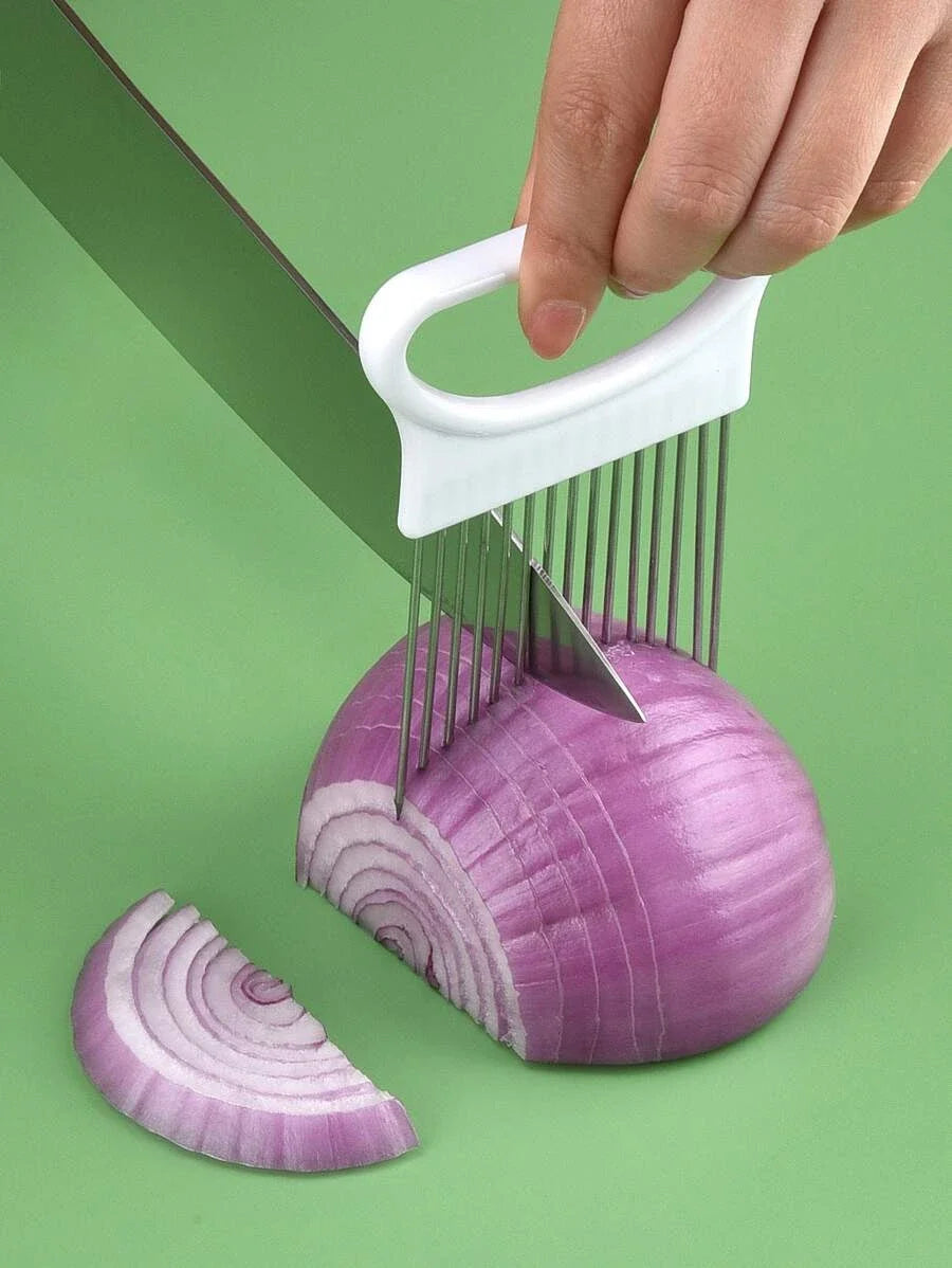 Multi-Use Onion Slicer & Potato Holder – Effortless Kitchen Gadget